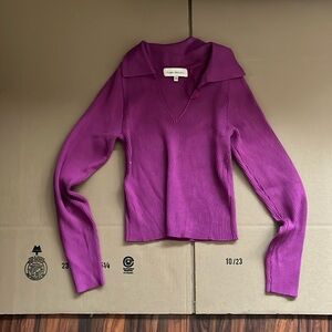 Sweet Republic Purple Ribbed Crop Shirt
